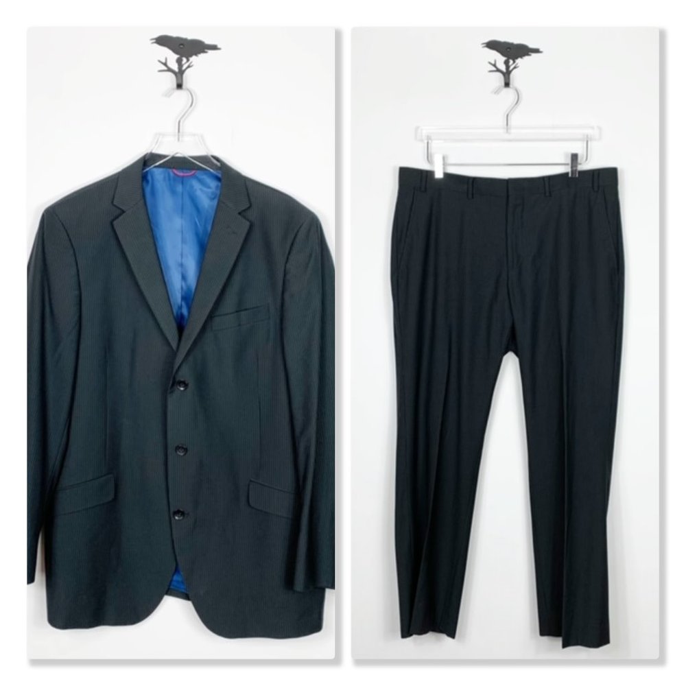 Billy London UK Charcoal Gray Pinstripe Suit